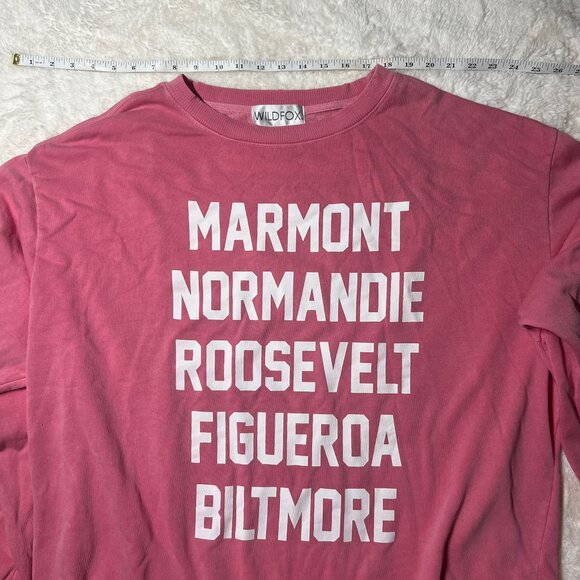 Wildfox Pink Crewneck Sweatshirt with Graphic Text Print‎ – Women’s Large NWT - Picture 5 of 7